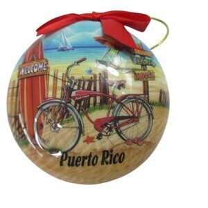 Puerto Rico Flat Ball Inner Beauty Ornament Wellcome Beach Bar‎ Hotel Print